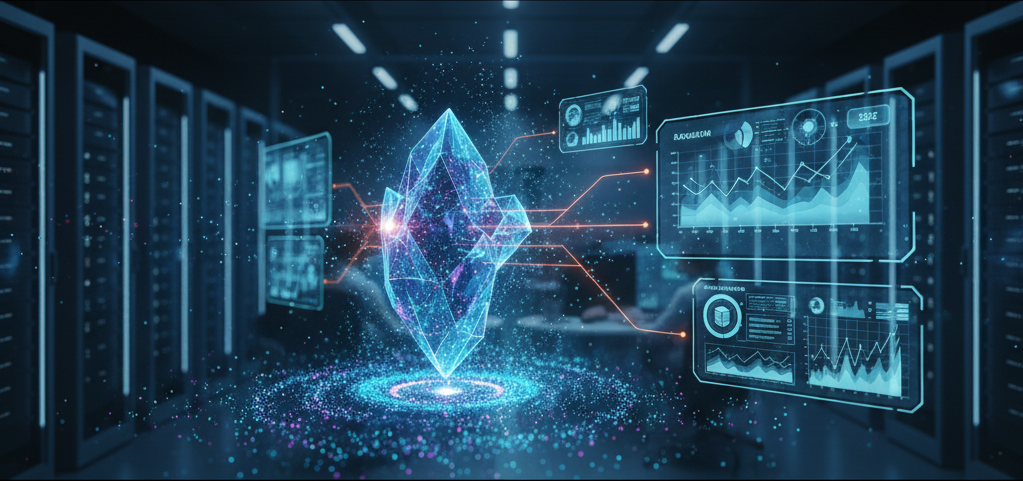 AI-generated image of complex data charts and graphs on a dashboard